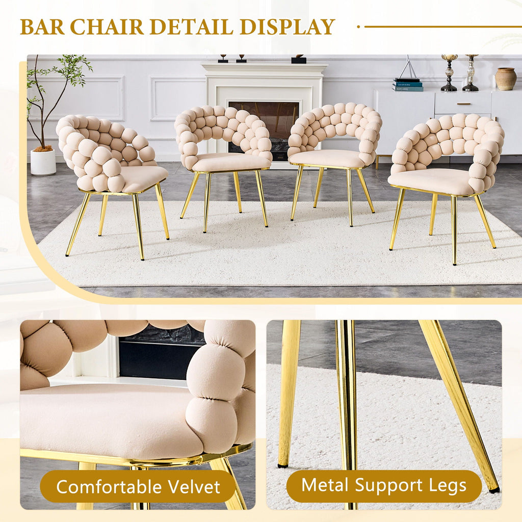 Ball Chain Bubble Dining Chair Set with Sculptural Backrest - Dark Gray, Beige, Orange