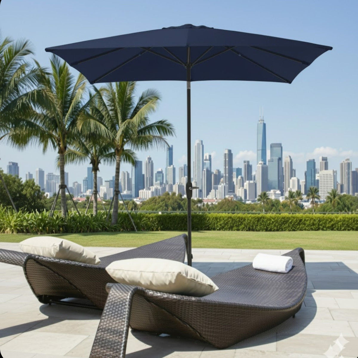Rectangular Patio Umbrella with Crank Tilt - UV-Resistant Canopy
