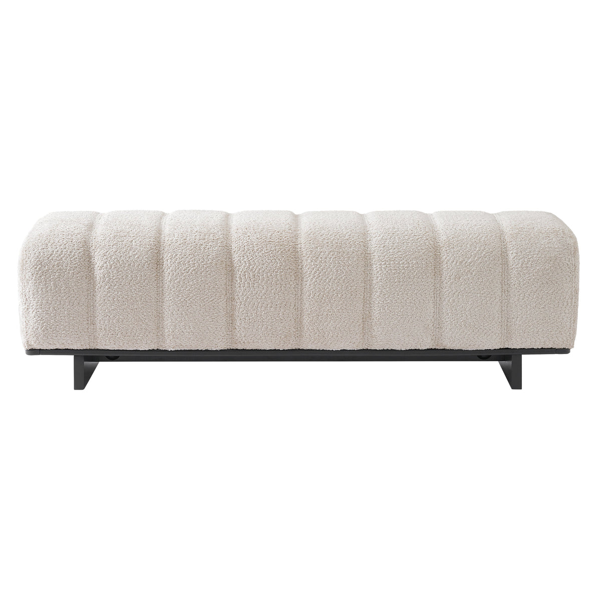 Indoor Dining Bench with Faux Fur Upholstery - Beige
