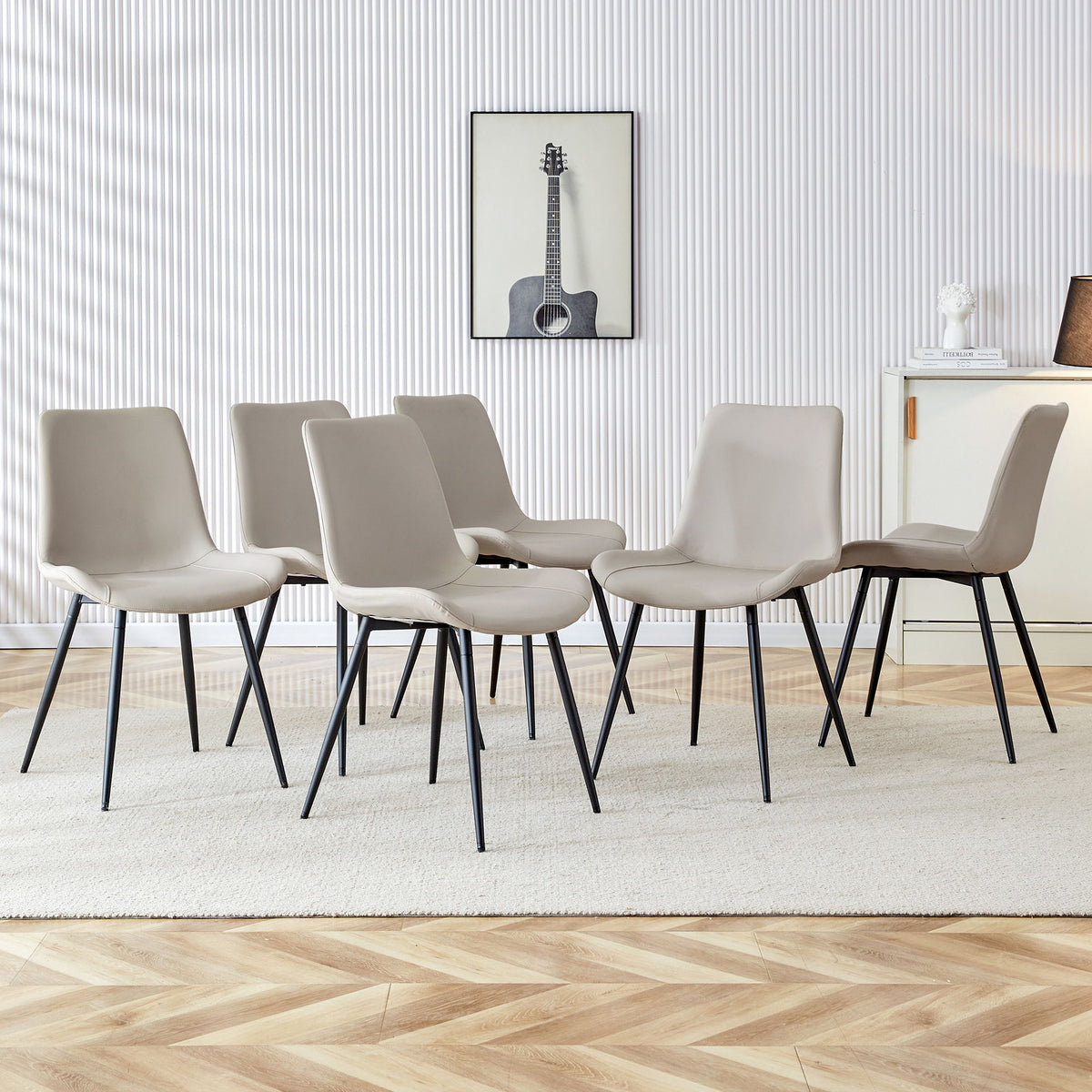 Modern Medieval Cushioned Chairs with Suede Backrest - Pearl Silver, White, or Gray