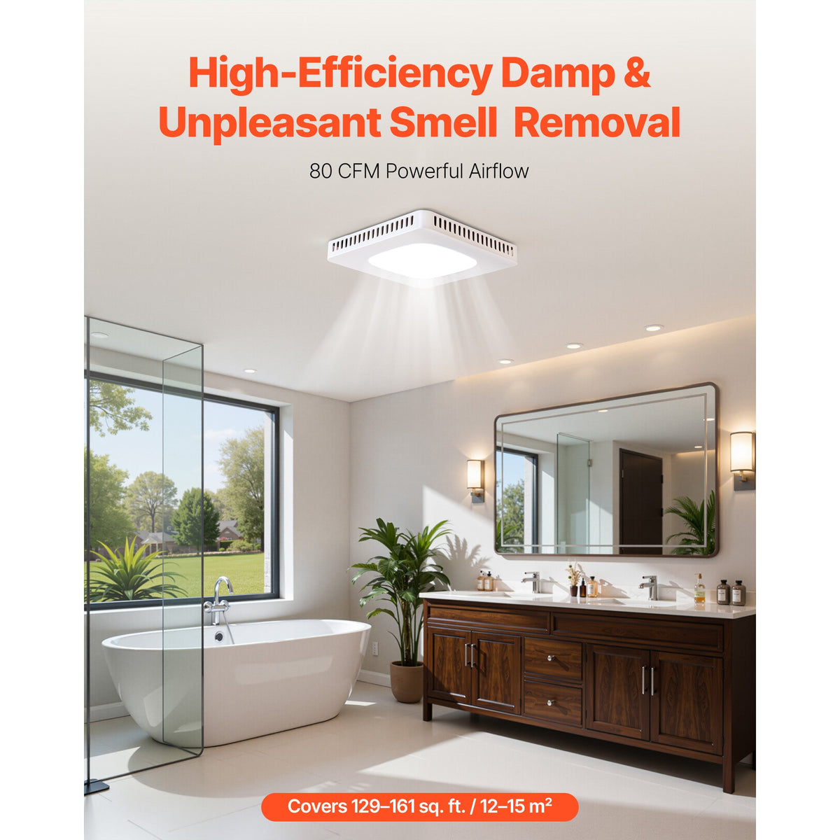 Bathroom Exhaust Fan with Adjustable LED Light - White