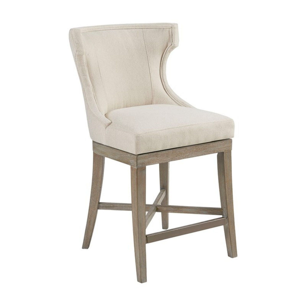 Carson Counter Stool with Swivel Seat - Wingback Design - Beige, Gray, Blue