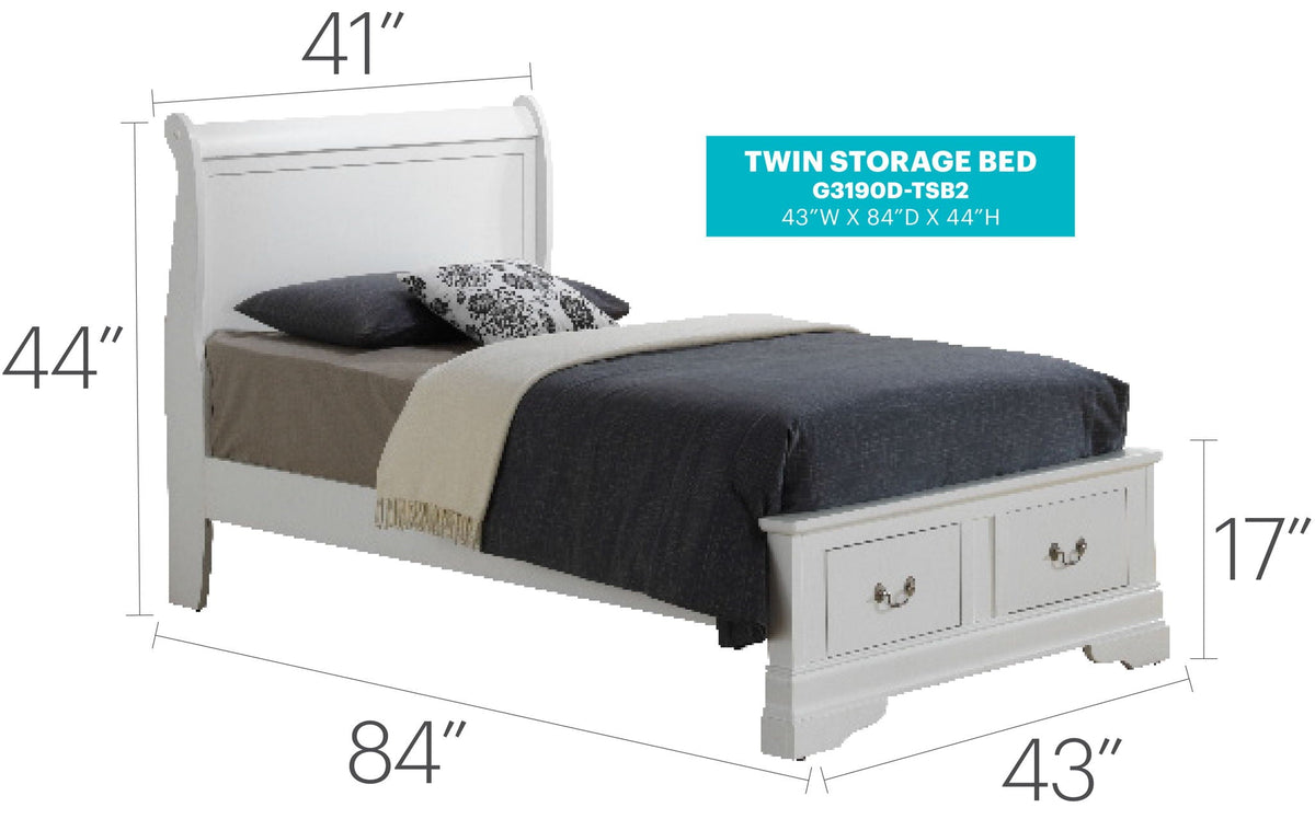 Upholstered Panel Sleigh Storage Bed with Dove Tail Drawers - Multiple Colors
