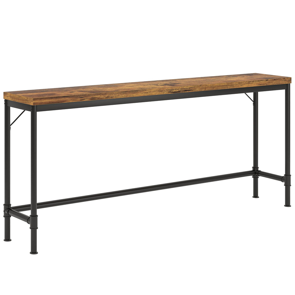 Extra Long Console Table with Industrial Bar-Height - Brown / Black