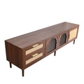 TV Stand With 3 Cabinets & 2 Drawers with LED Light - Dark Brown