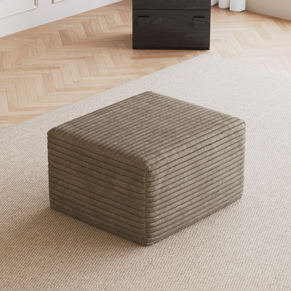 Sofa Ottoman with Plush Corduroy Fabric - No Assembly Required