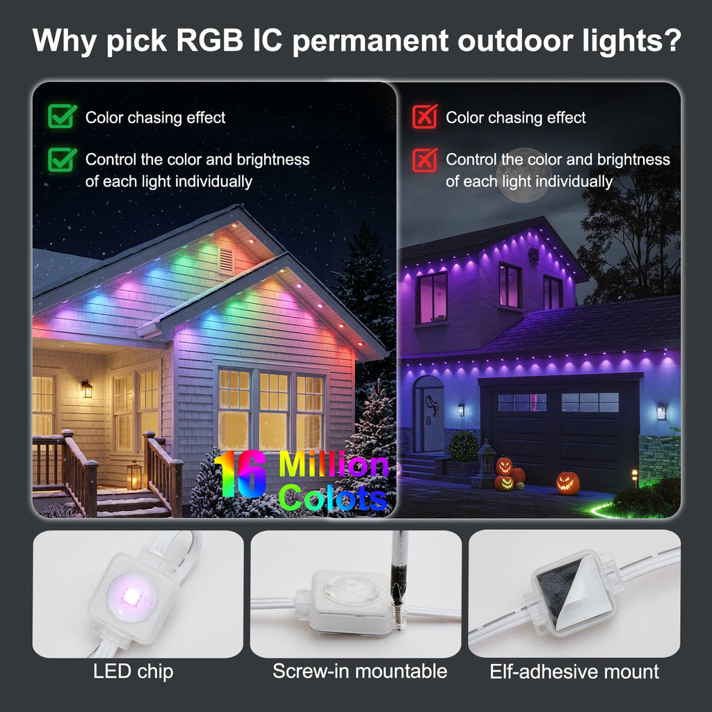 50ft Outdoor RGB LED String Lights with 75 Scene Modes - Multicolor