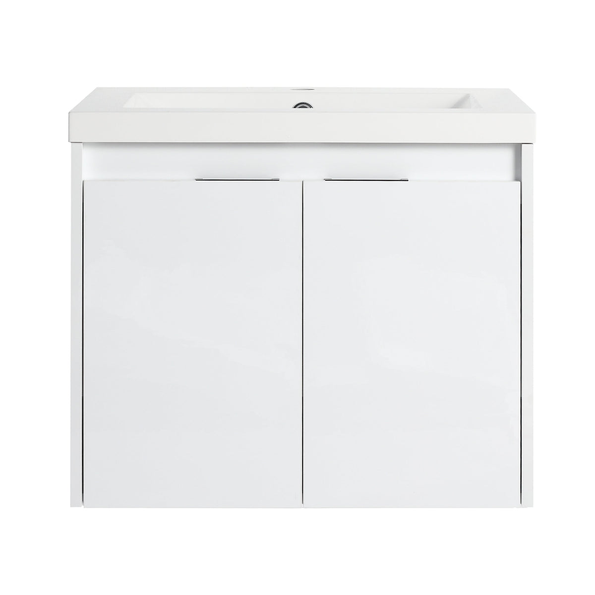 24" Bathroom Vanity with Resin Sink and Soft Close Doors - White
