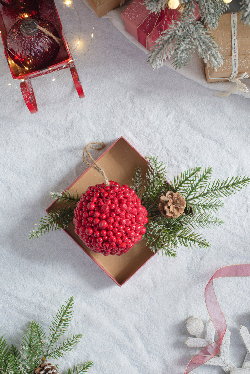 6.5" Traditional Red Berry Ball Accessory with Foam Construction - Red