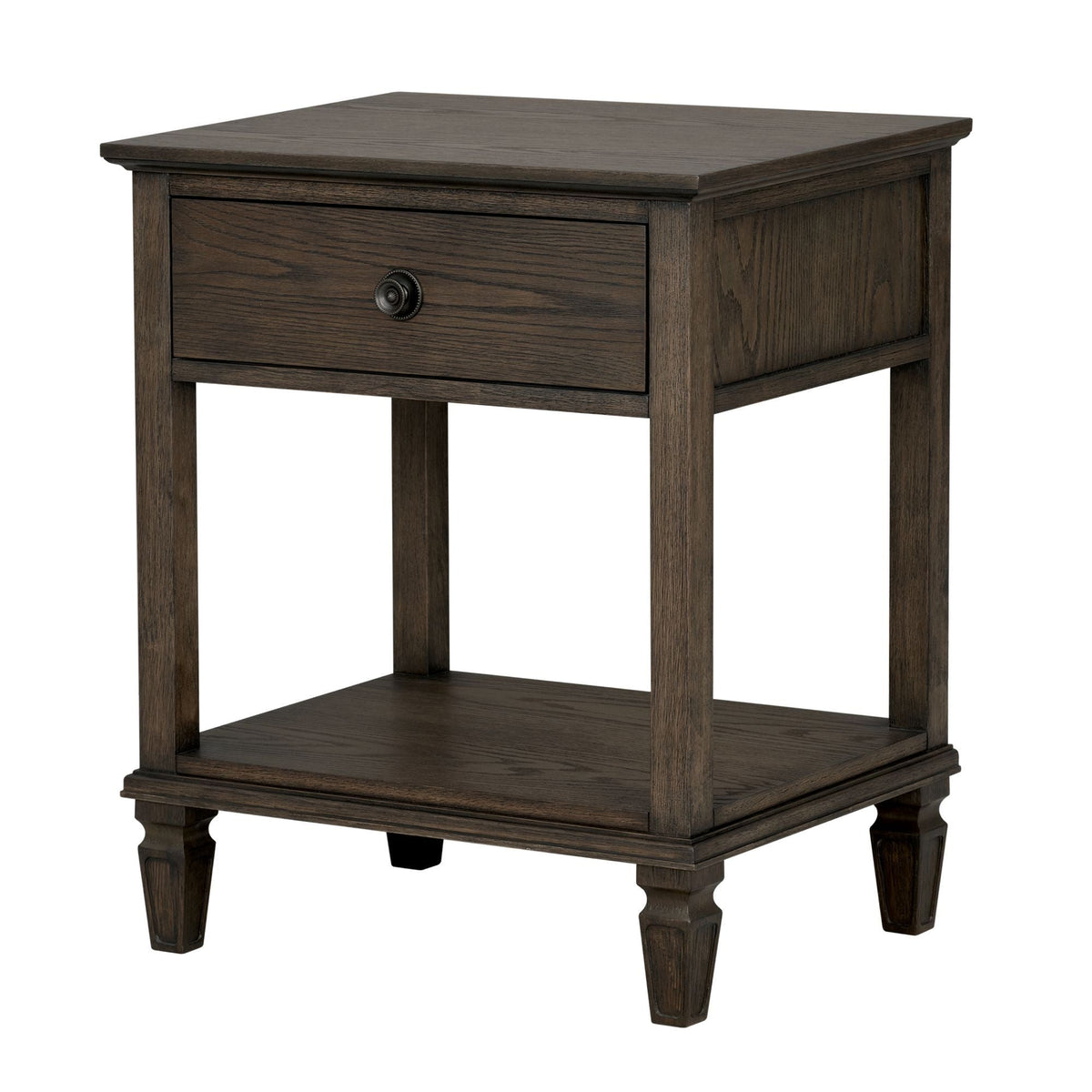 Bedside Table with Drawer and Shelf - Solid Wood Nightstand - Light Brown, Dark Brown, Beige, or Dark Gray