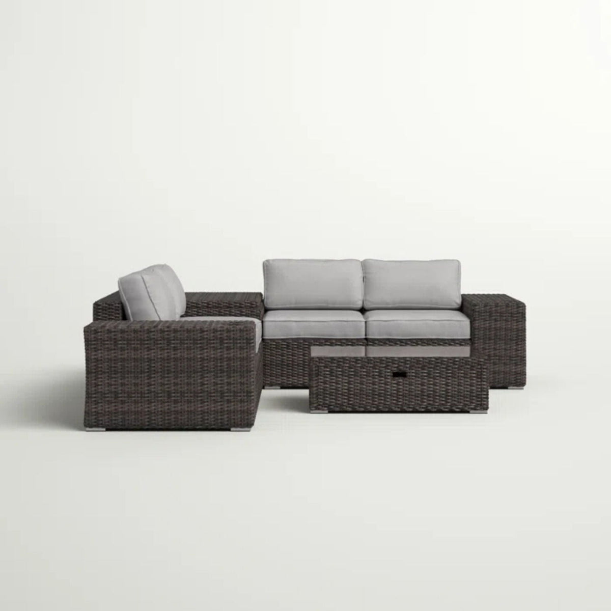 Modern Patio Rattan Sectional Set with Cushions - Multiple Set Options
