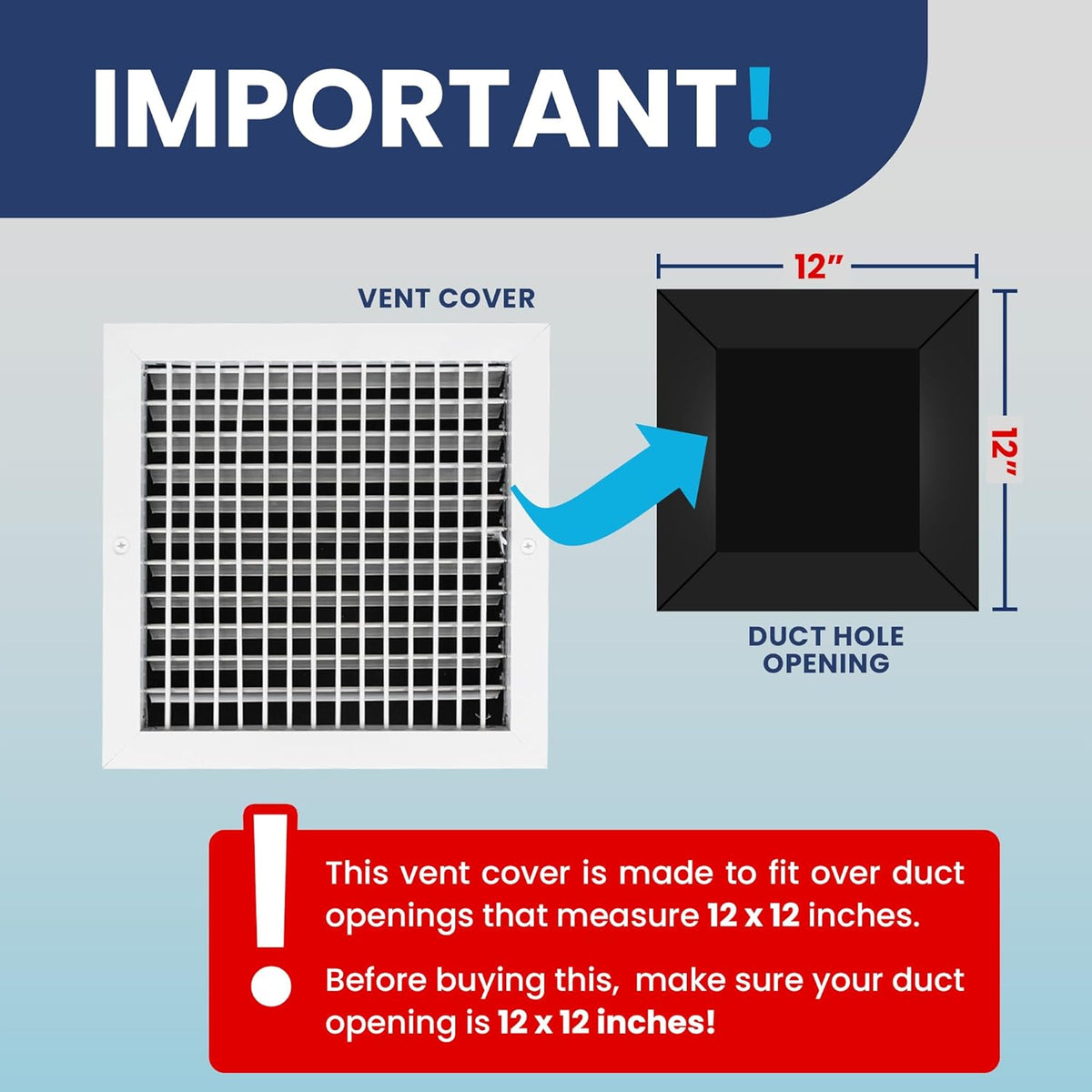 Adjustable Aluminum HVAC Register Vent Cover with Precise Airflow Control - 12x12 Inch