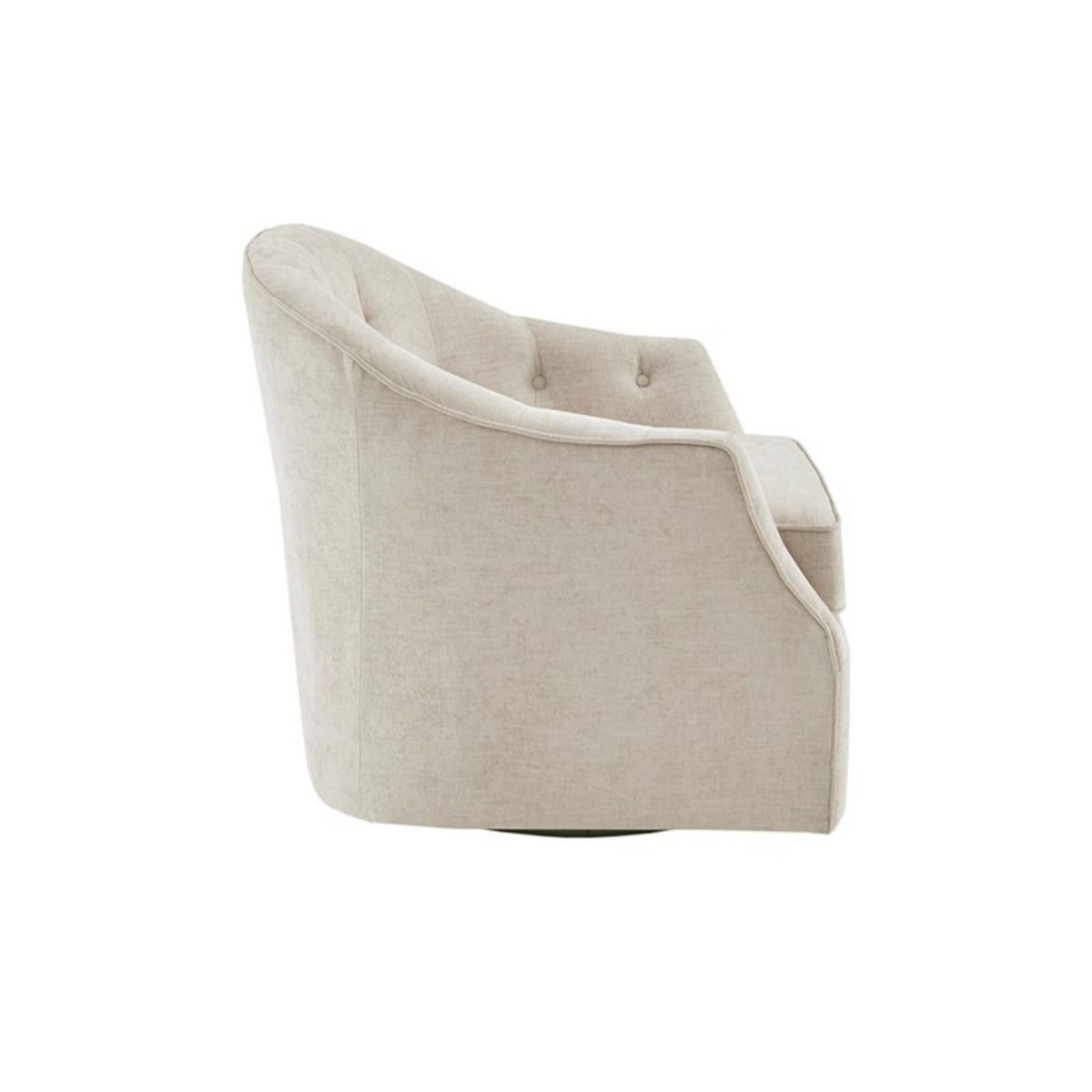 Beige Swivel Chair with 360 Degree Rotation - Solid Wood Frame