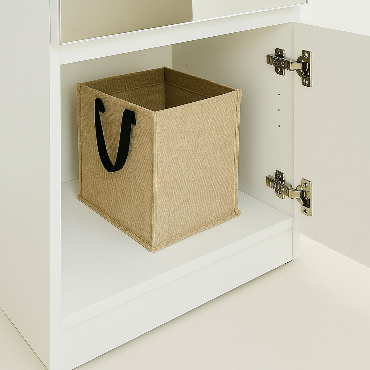 Slim Modular Closet Cabinet with Mirror - White