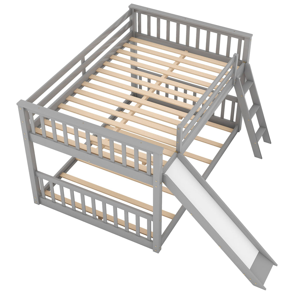 Bunk Bed with Convertible Slide and Ladder - White or Dark Gray