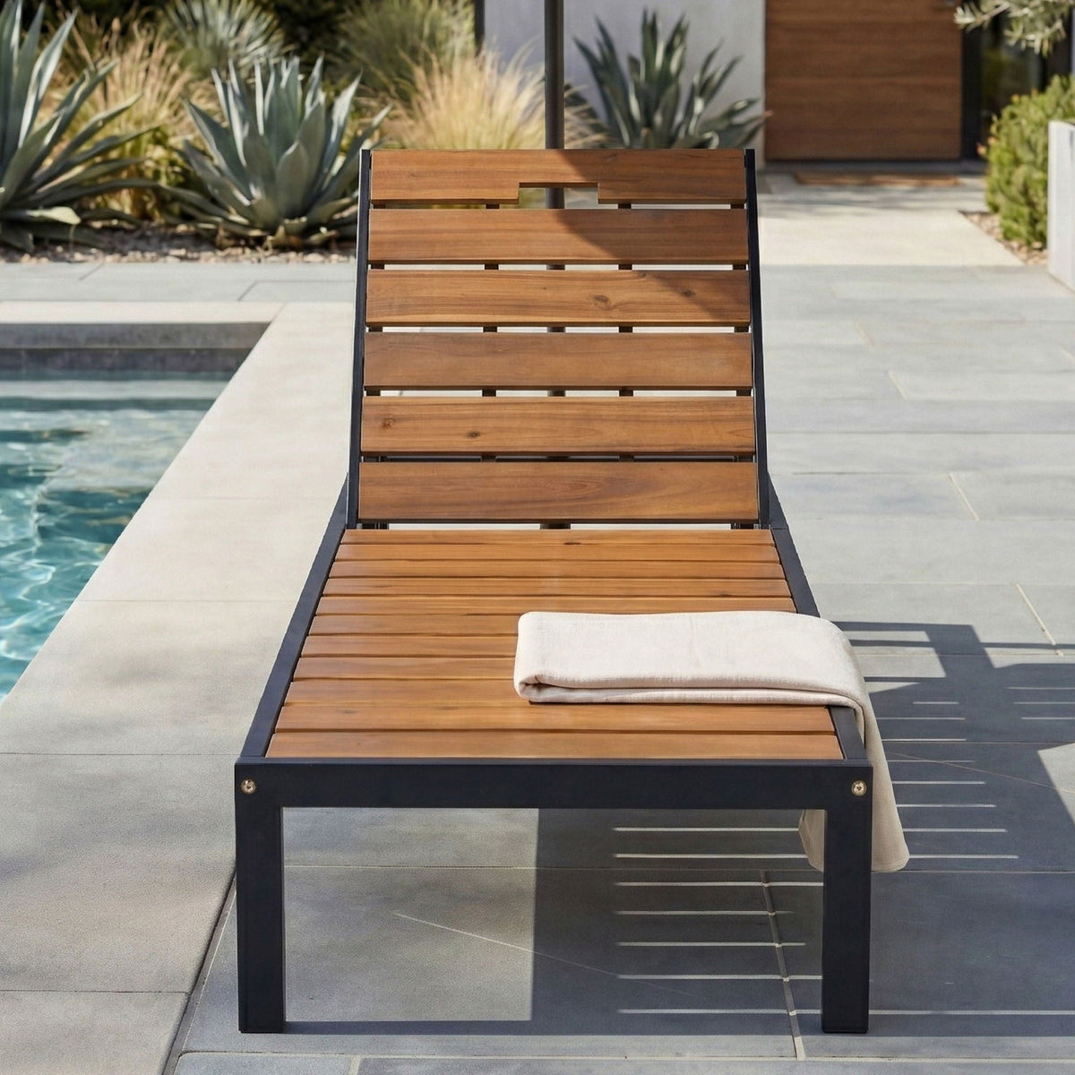 Outdoor Chaise with Adjustable Backrest - Light Brown or Dark Brown
