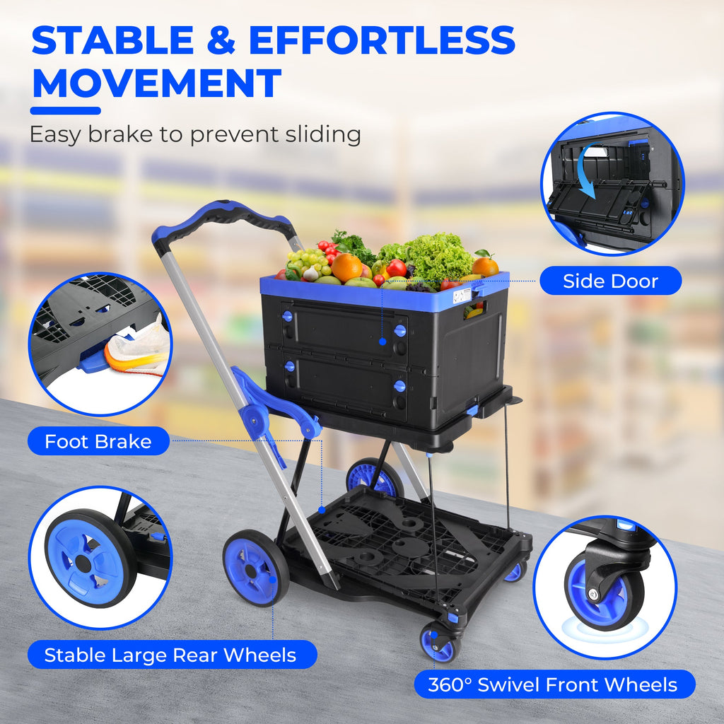 2-Tier Folding Cart with Folding Design - ABS & Aluminum