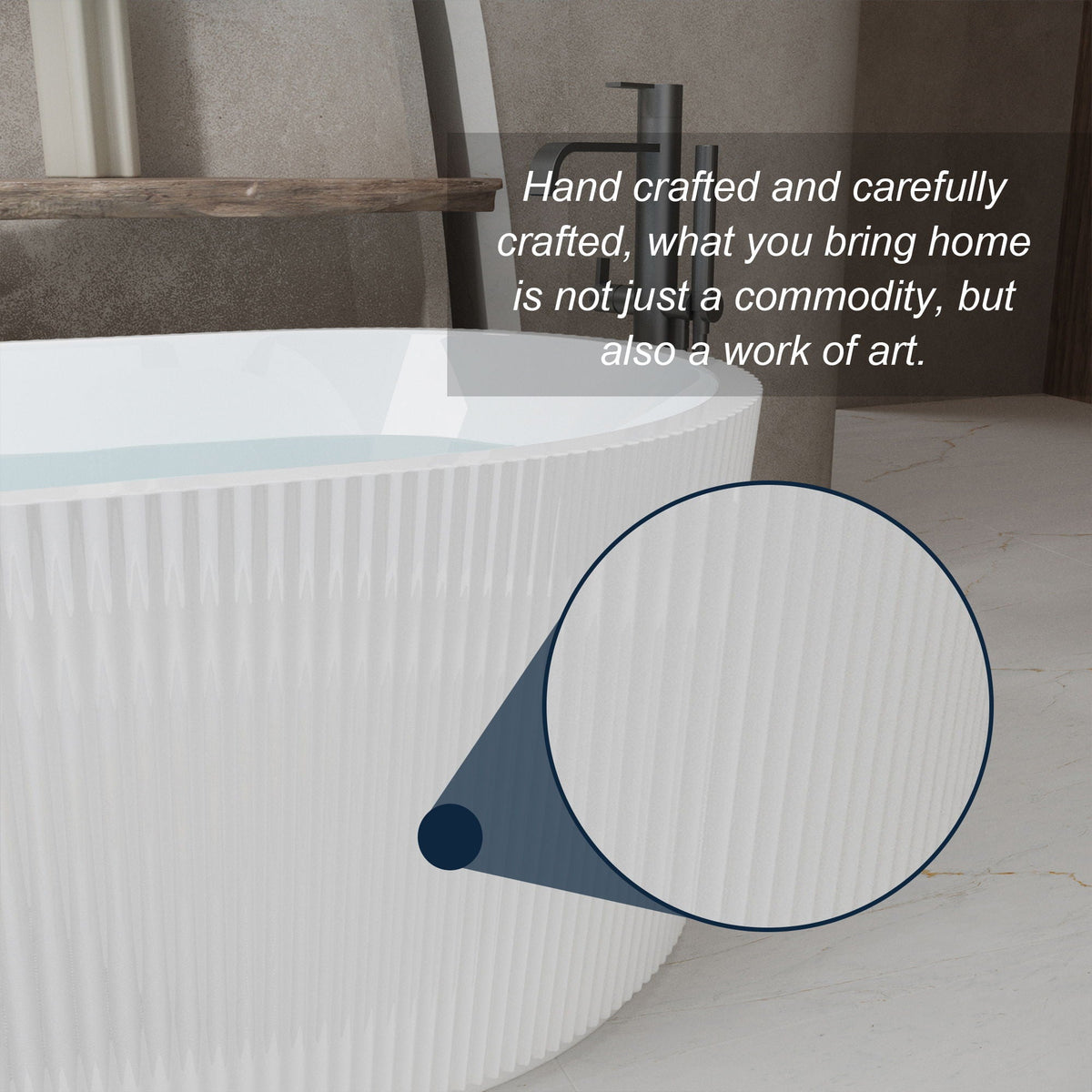 Linear Freestanding Soaker Tub with Double-Wall Acrylic - White
