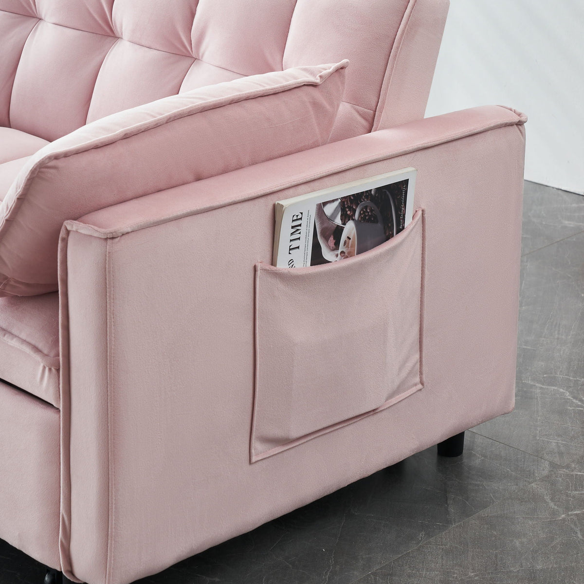 Convertible Velvet Sofa Bed with Storage Pockets - Multiple Colors