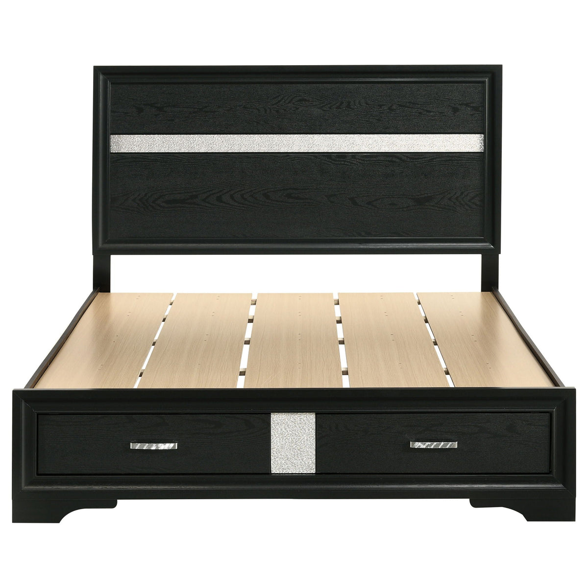 Miranda 51-inch Wood Queen Storage Panel Bed Black