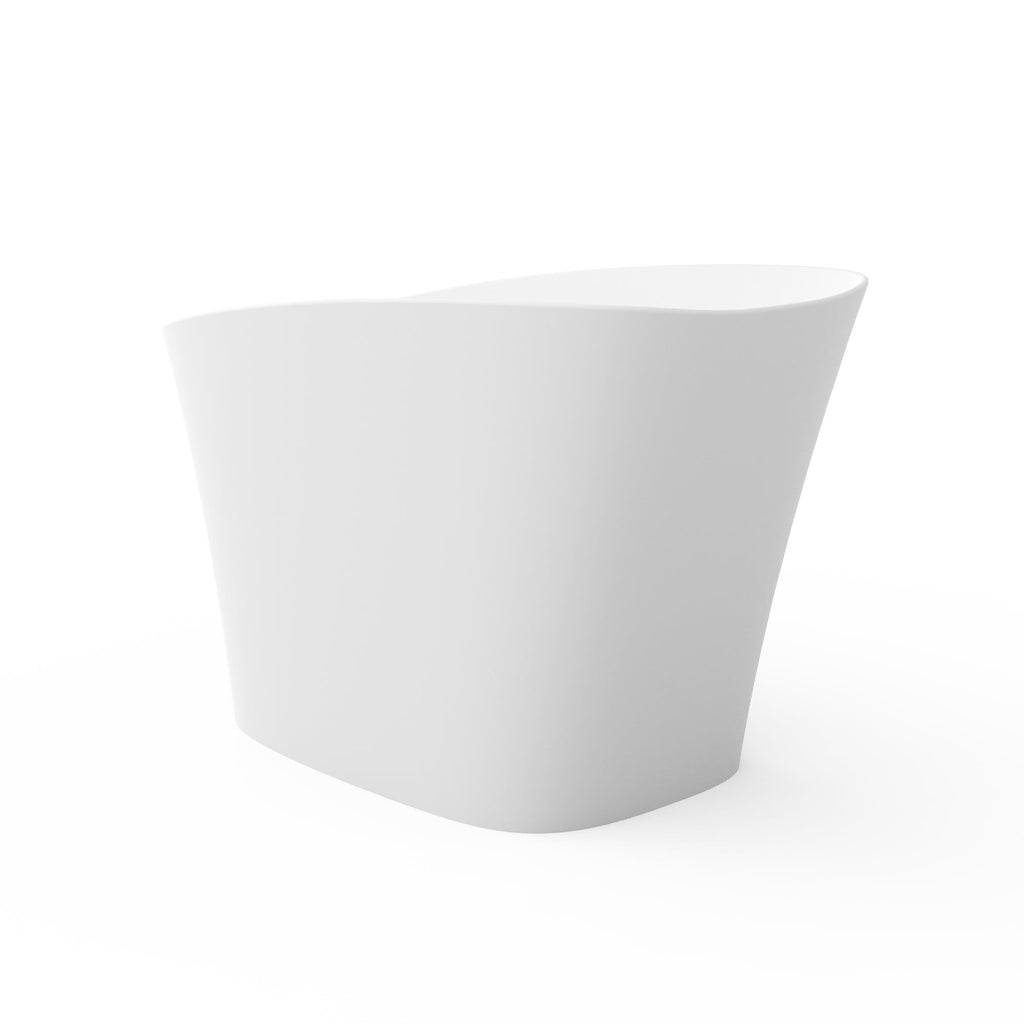 51-Inch Freestanding Solid Surface Deep Soaking Bathtub with Seat - Matte White