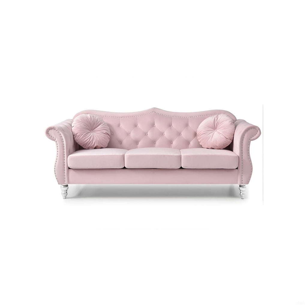 Hollywood Sofa with Tufted Back and Nailhead Trim - Multiple Colors