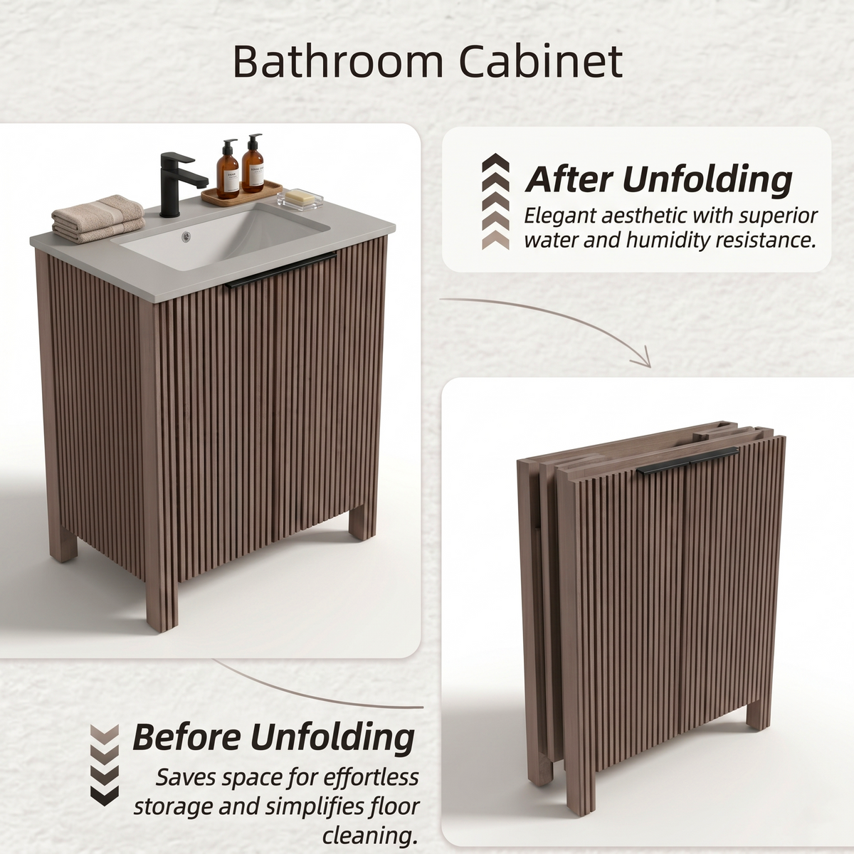 30-Inch Bathroom Vanity with Resin Basin - Brown