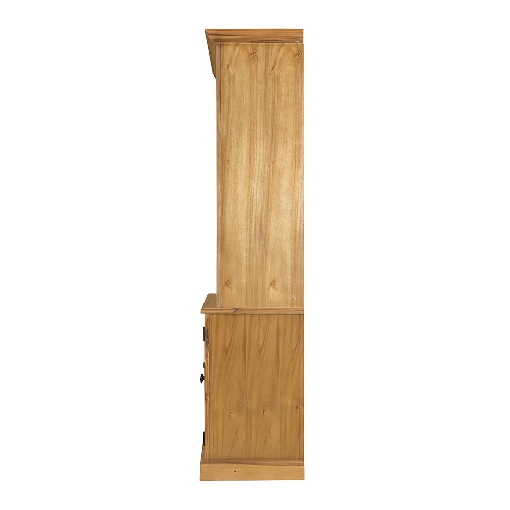 French Country Wood Cabinet Bookcase with Solid Acacia Construction - Light Brown or White