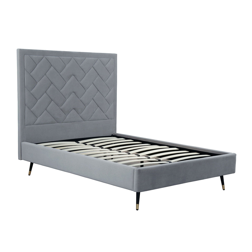 Upholstered Bed with Headboard and Slats - Multiple Colors