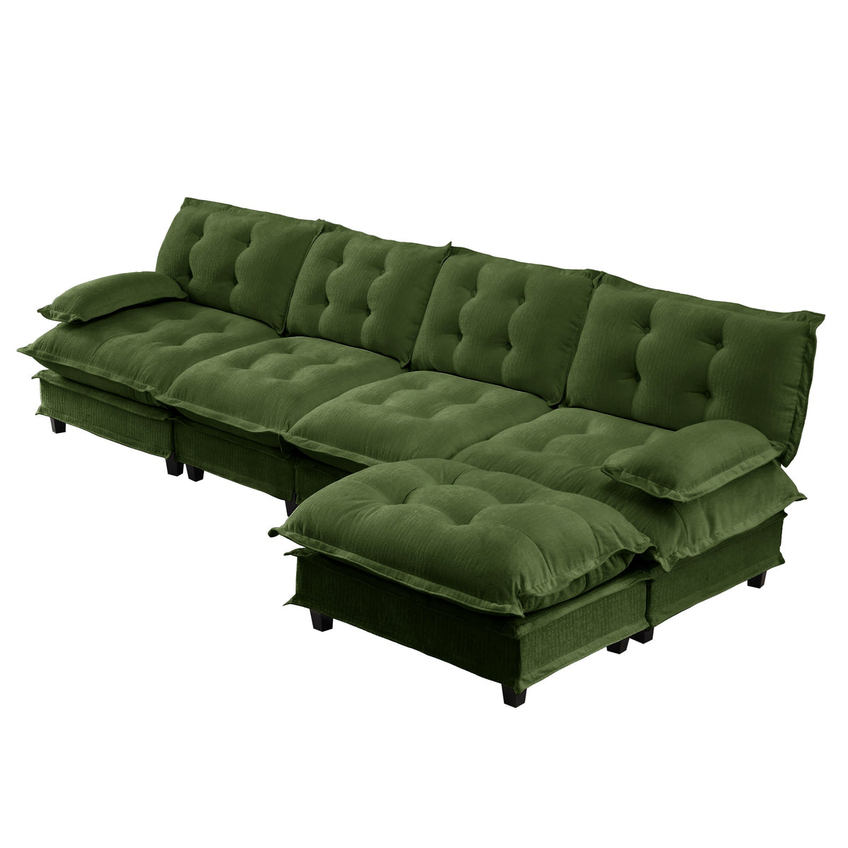 138" L Shaped Modular Sectional Sofa with Ottoman - Chenille