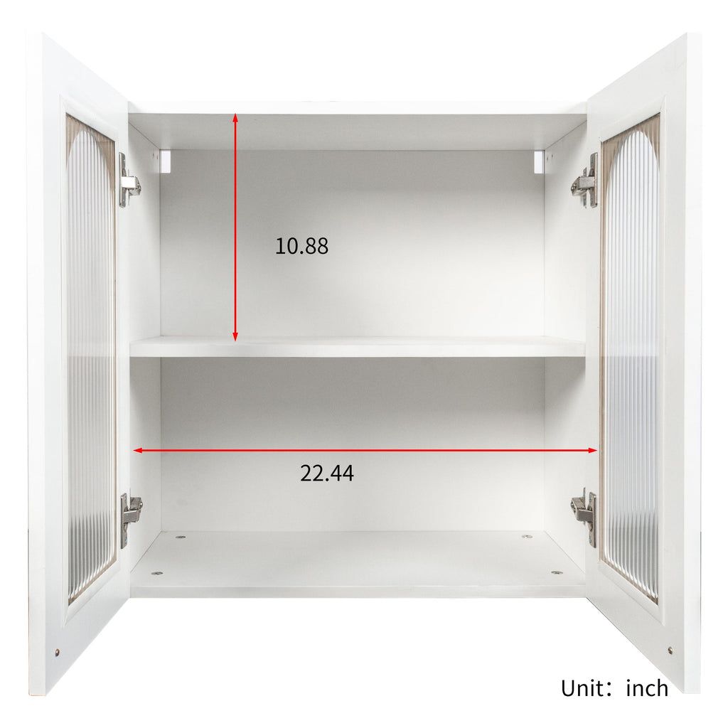 Wall Cabinet with Arched Glass Door and Adjustable Shelves – Particle Board
