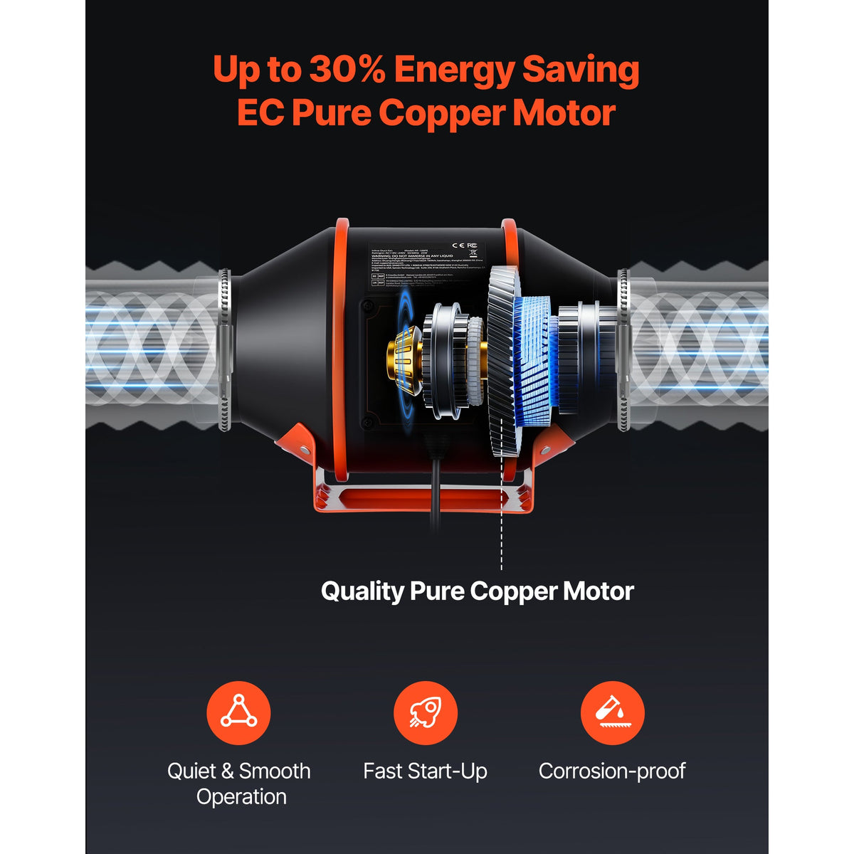Inline Duct Fan with EC Motor and Smart Control - 205 CFM