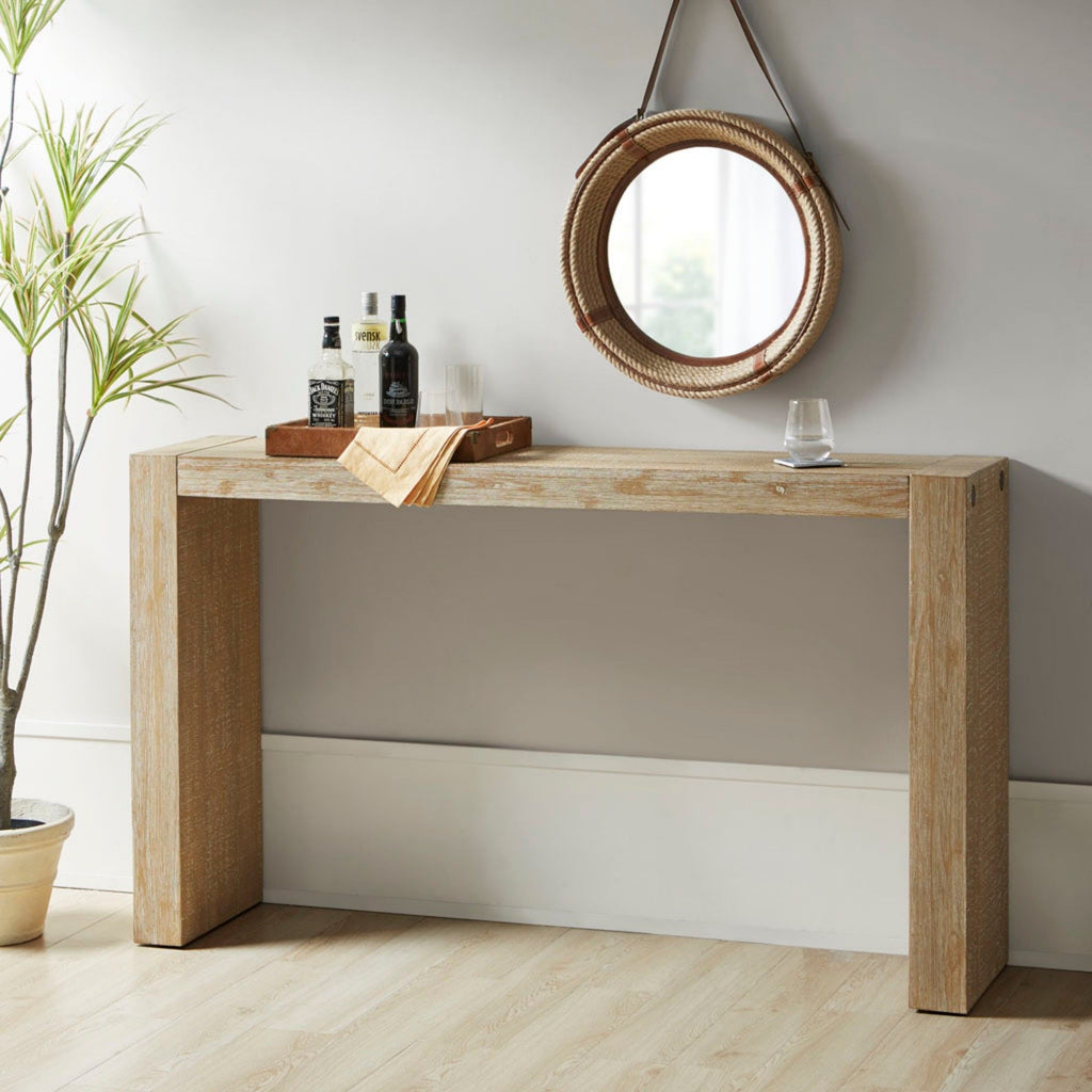 Modern Design Console Table with Solid Wood Construction - Light or Dark Brown
