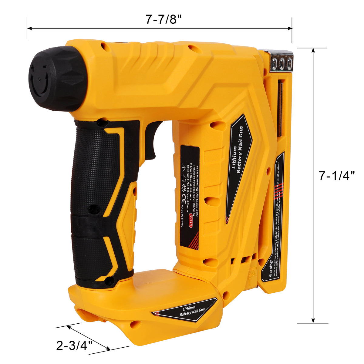 2-in-1 Cordless Brad Nailer & Narrow Crown Stapler with Adjustable Depth - Yellow