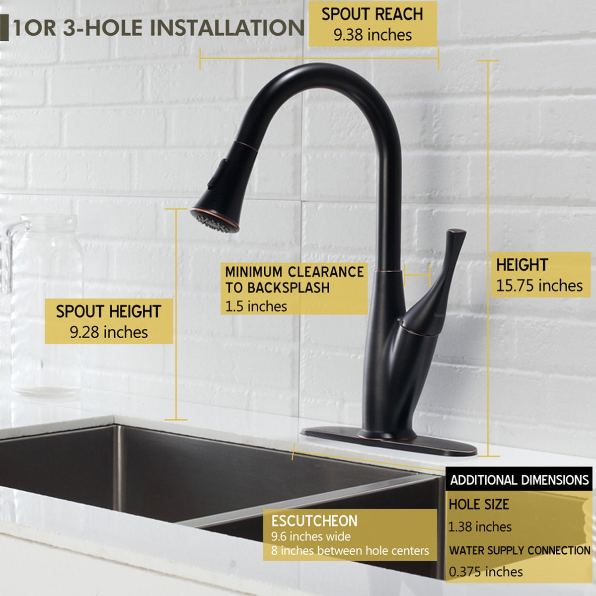 Kitchen Faucet with Pull Out Sprayer - Oil-Rubbed Bronze