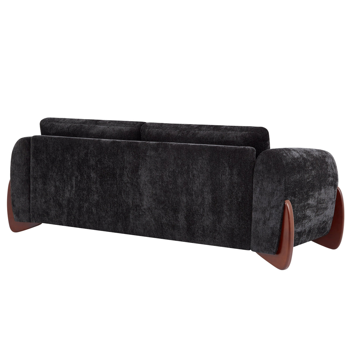 89" Chenille Sofa with Wooden Legs - Black