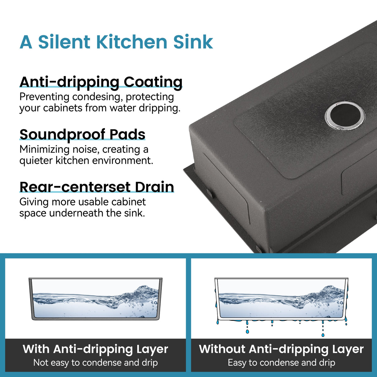 Stainless Steel Kitchen Sink with Single Bowl - Brushed Finish