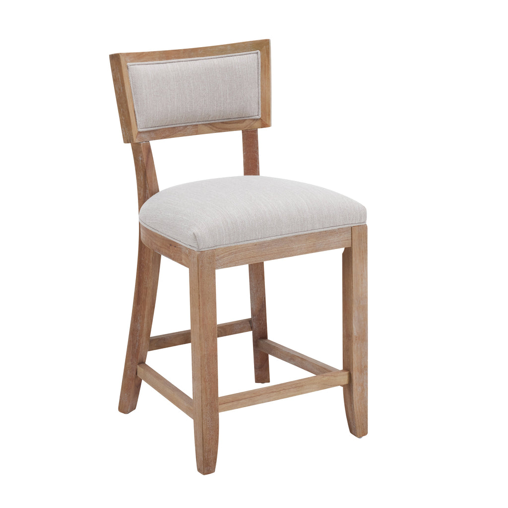 Upholstered Counter Stools Set of 2 with Ergonomic Back - Beige & Natural