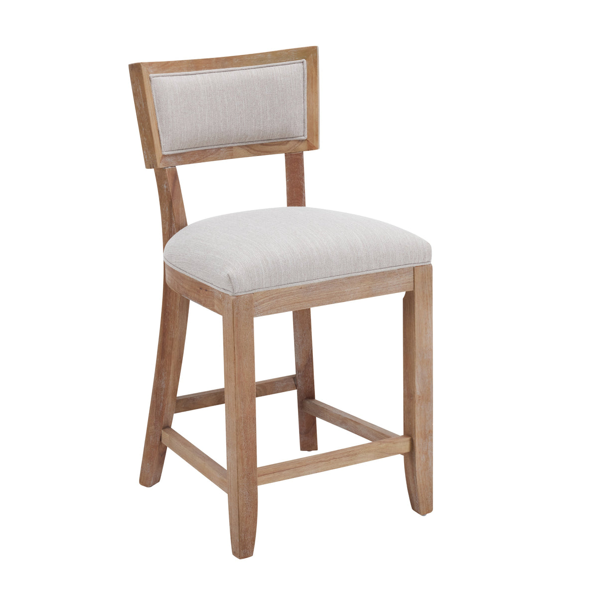 Upholstered Counter Stools Set of 2 with Ergonomic Back - Beige & Natural