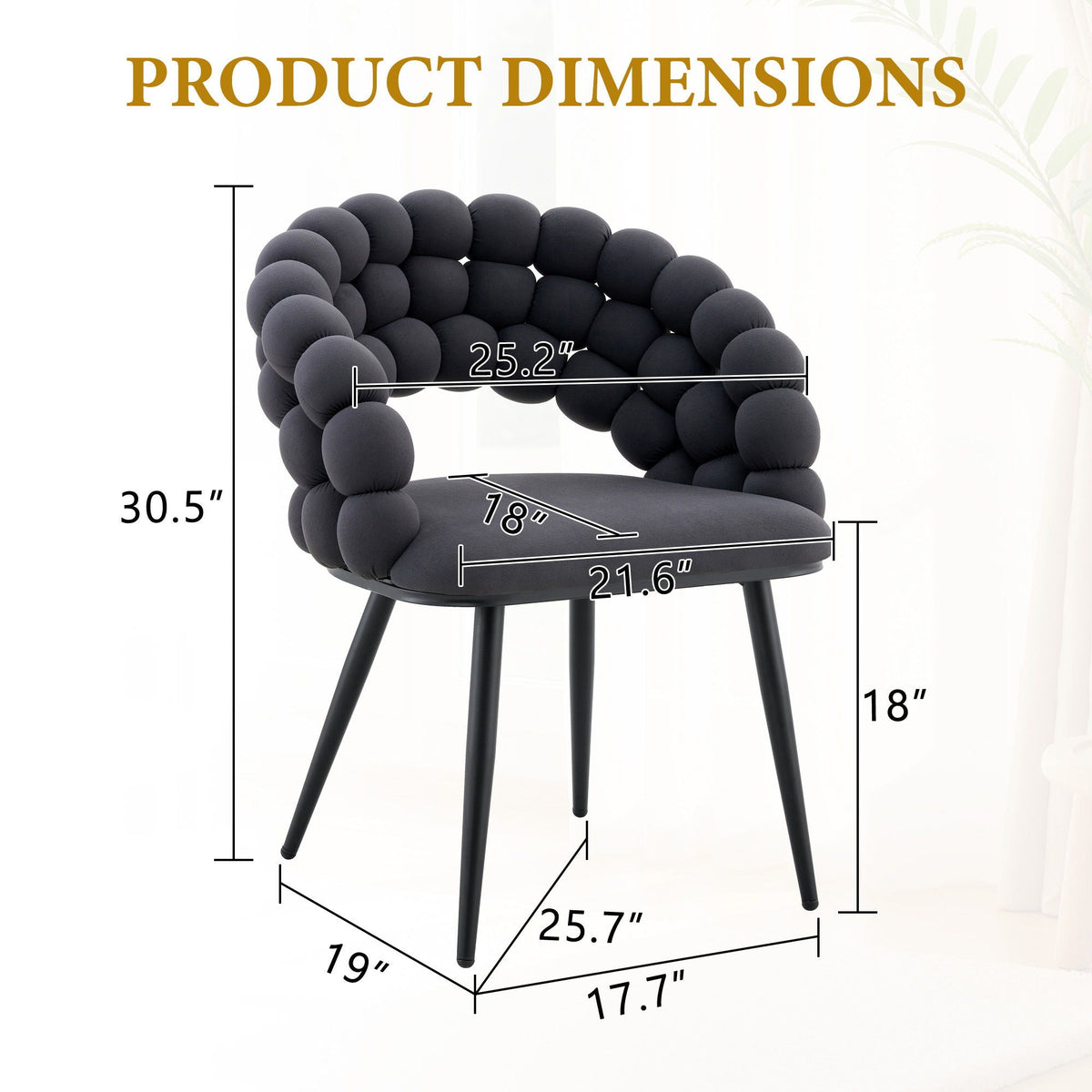 Ball Chain Bubble Dining Chair Set with Sculptural Backrest - Dark Gray, Beige, Orange