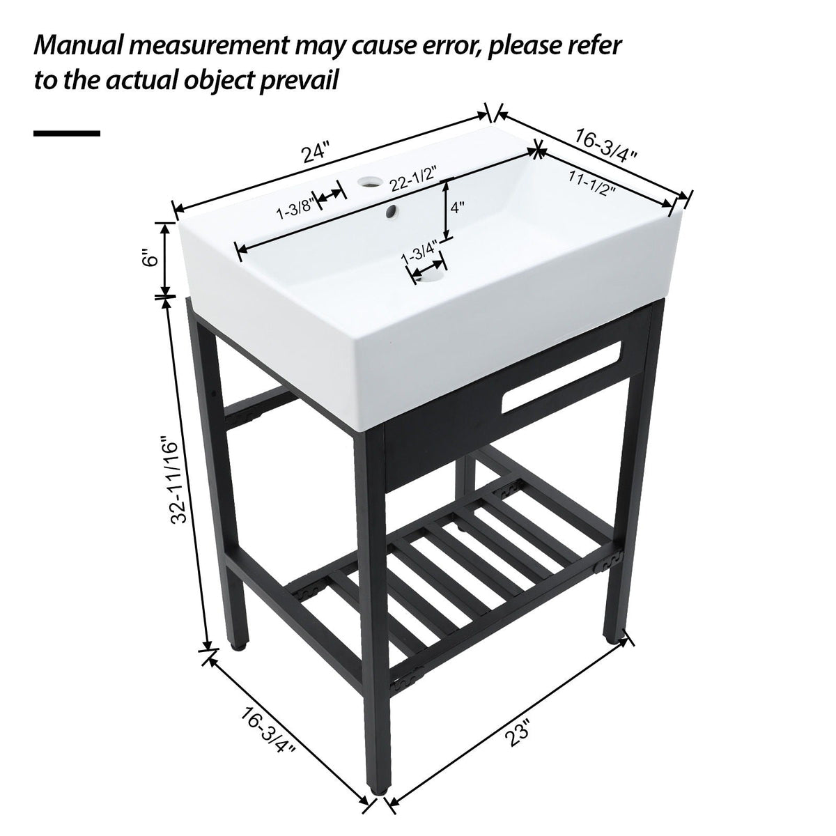 Console Sink With 304 Legs, Wall Mounted Design - White / Black