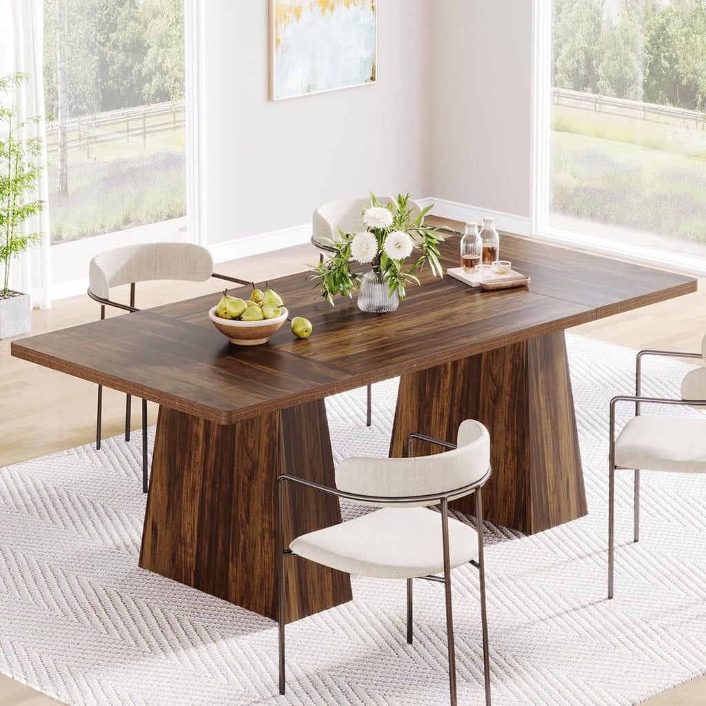 Double Pedestal Executive Desk with Spacious Work Surface - Dark Brown or Black