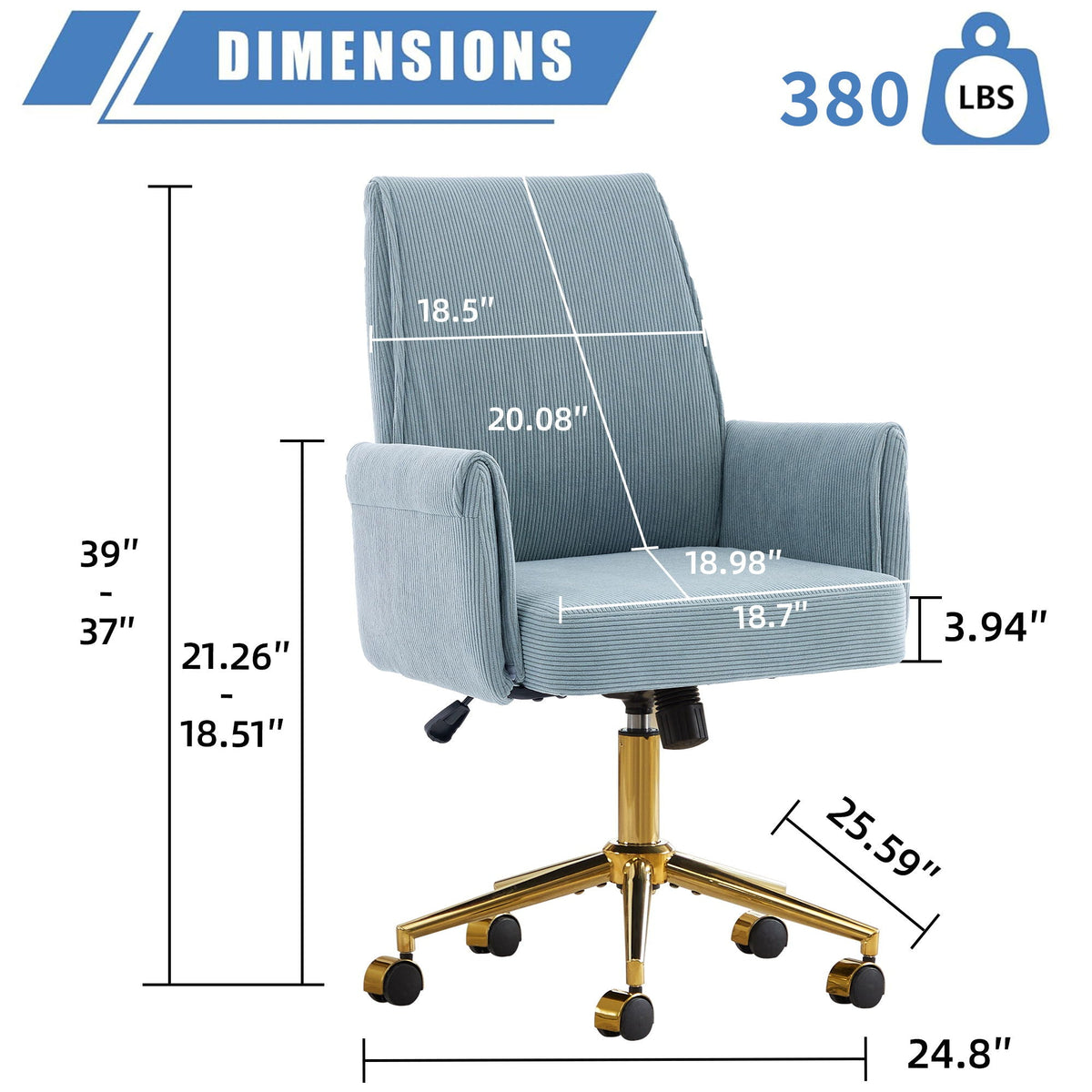 Ergonomic Mid Back Office Chair with Memory Foam Cushion - Multiple Colors