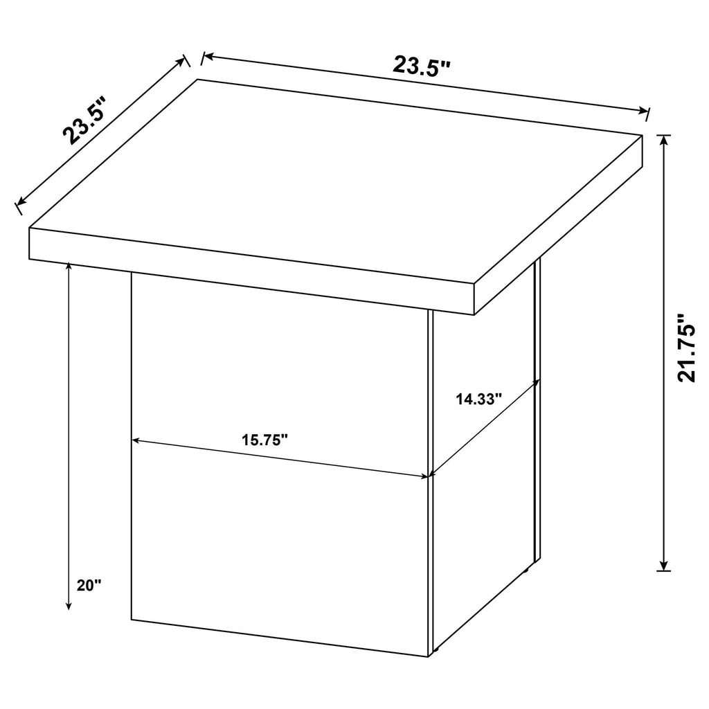 Exeter Square End Table with Laminate Veneer - Black or Light Brown