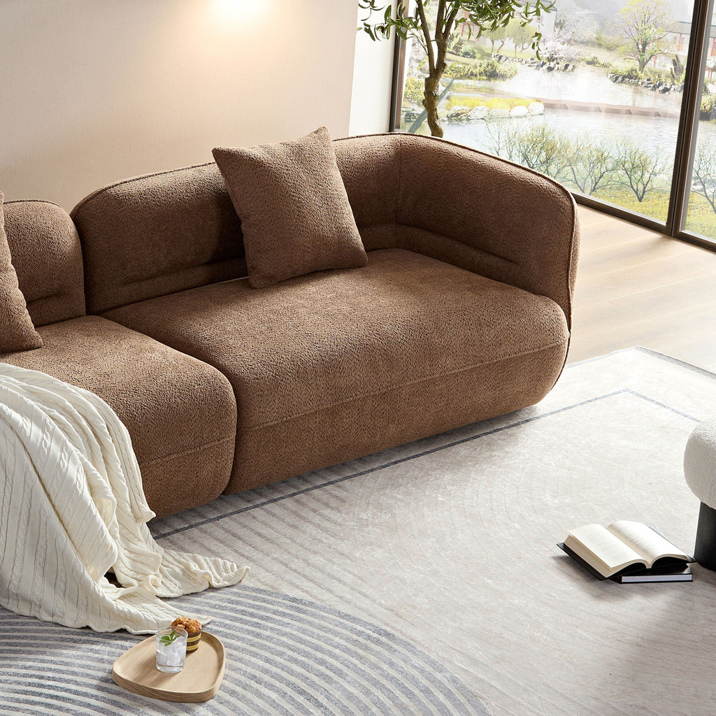 Sectional Sofa with Durable Fabric and Solid Wood Frame - Dark Brown or White