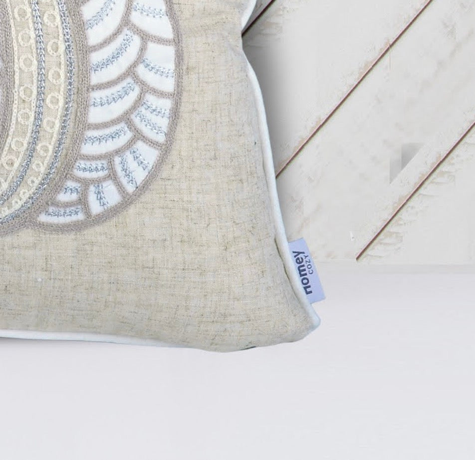 Lace Embroidered Pumpkin Throw Pillow Set of 2 – Neutral Fall Accent