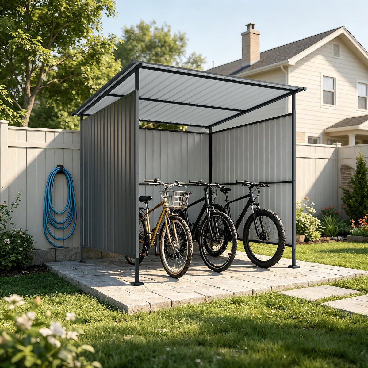 Metal Outdoor Pergola with Hardtop Roof - Weather-Resistant Dark Gray