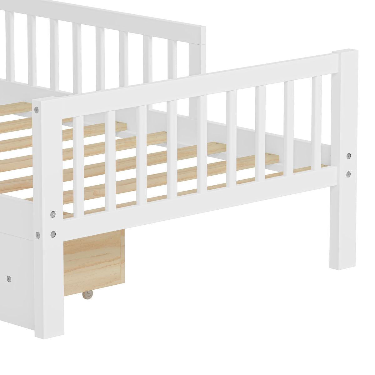 Twin Storage Bed with Headboard Rack & Under-Bed Drawers - Multiple Colors