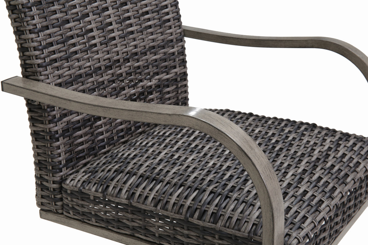 2PC Outdoor Dining Chair with Hand-Painted Frame and Cotton Seat - Brown White, Dark Grey