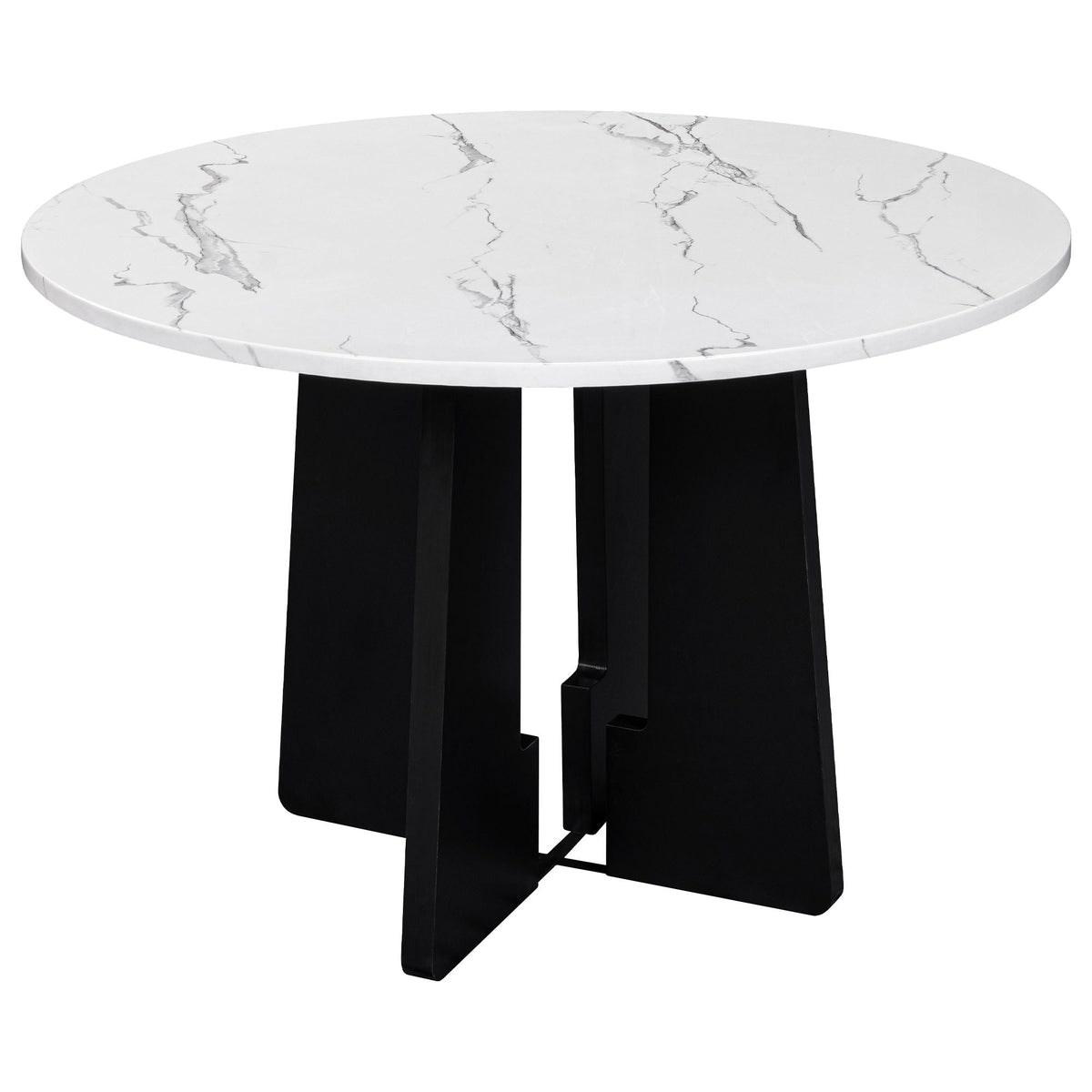 5 Piece Round Dining Table Set with Upholstered Chairs - Black or White